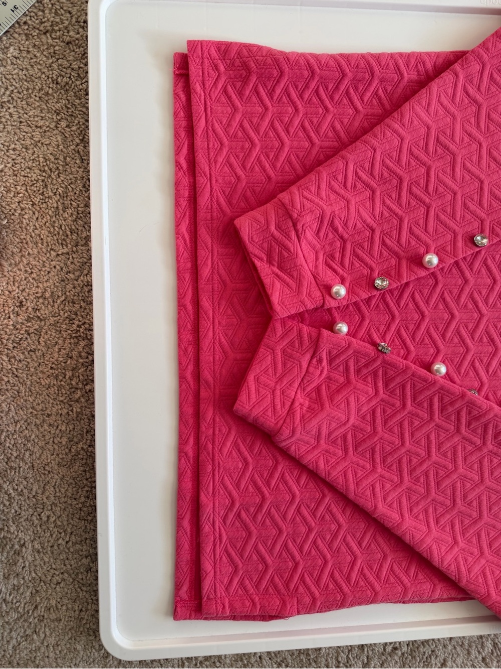 Simply Southern Hot Pink Quilted Knit Pullover w/ Pearl & Rhinestone Accents L - Picture 10 of 11